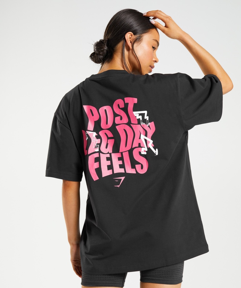 Gymshark Leg Day υπερμεγέθη μπλουζάκι μαύρο