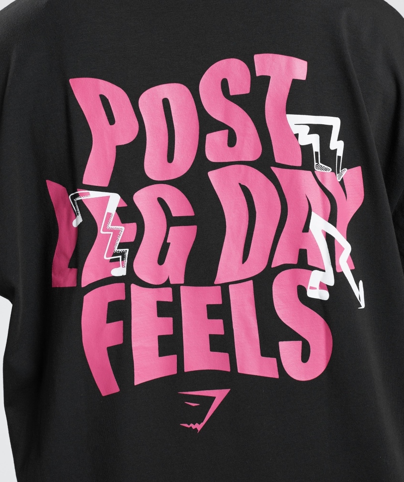 Gymshark Leg Day υπερμεγέθη μπλουζάκι μαύρο