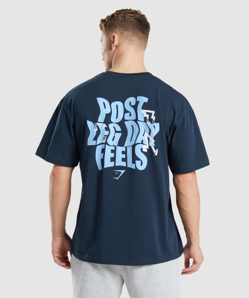Gymshark Leg Day υπερμεγέθη T-shirt Navy