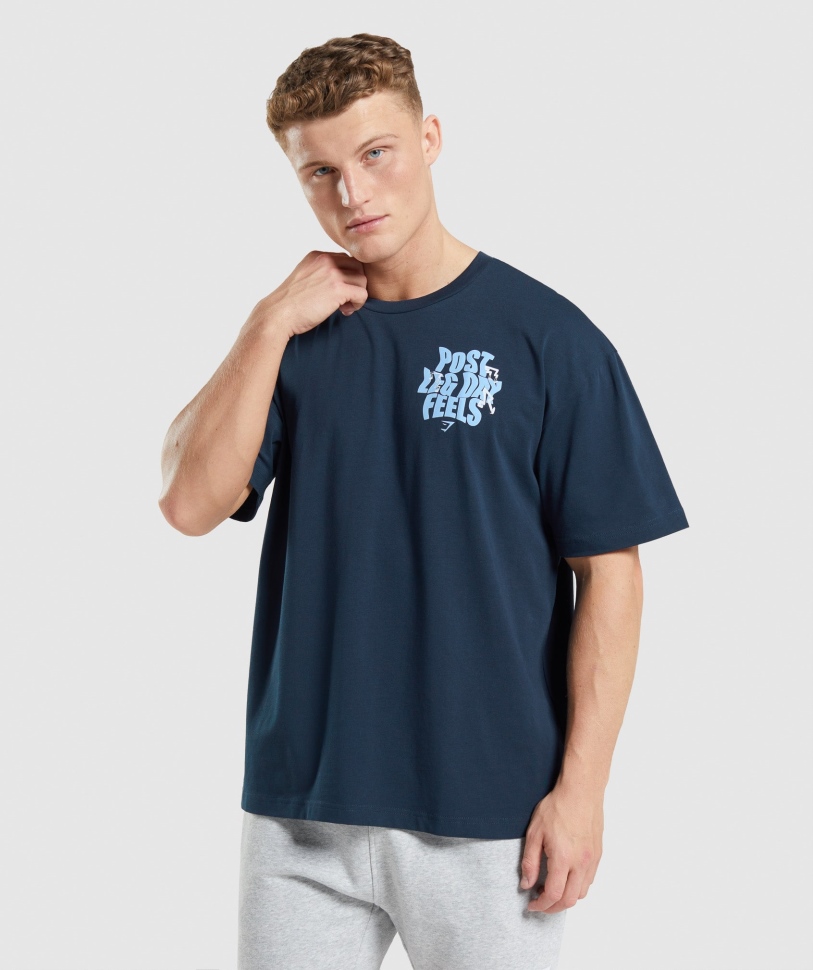 Gymshark Leg Day υπερμεγέθη T-shirt Navy