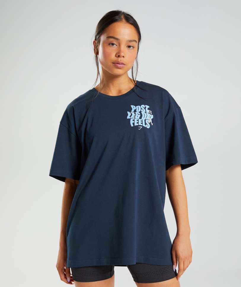 Gymshark Leg Day υπερμεγέθη T-shirt Navy