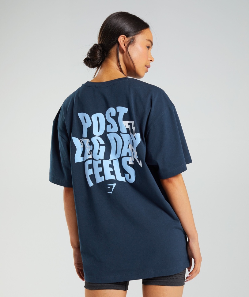 Gymshark Leg Day υπερμεγέθη T-shirt Navy