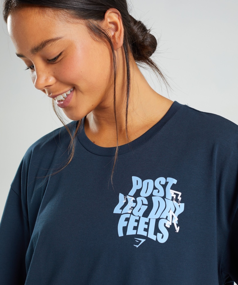 Gymshark Leg Day υπερμεγέθη T-shirt Navy