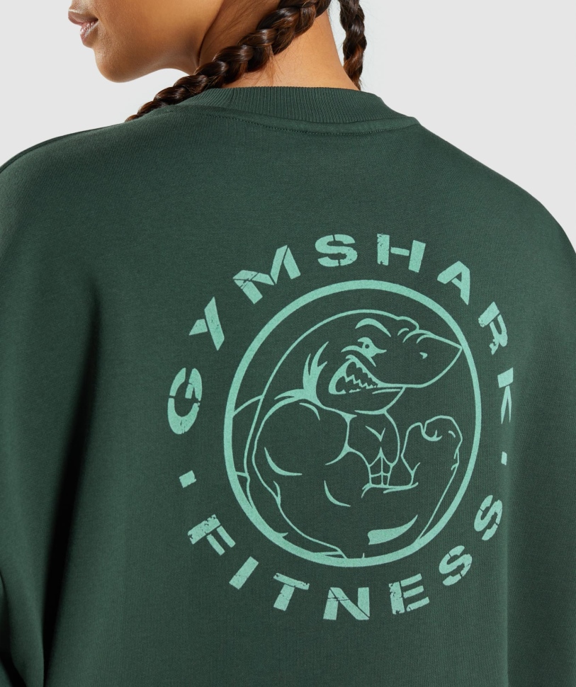 Gymshark Legacy γραφικό φούτερ σκούρο πράσινο
