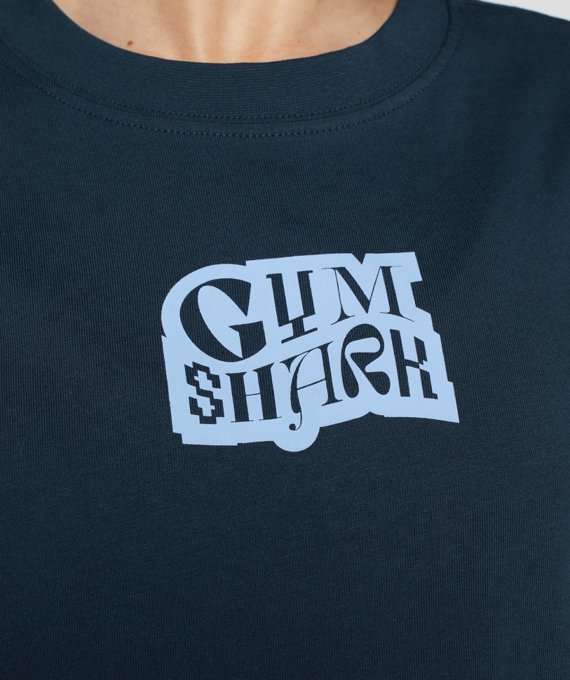 Gymshark γραφικό μπλουζάκι μεγάλου μεγέθους ναυτικό