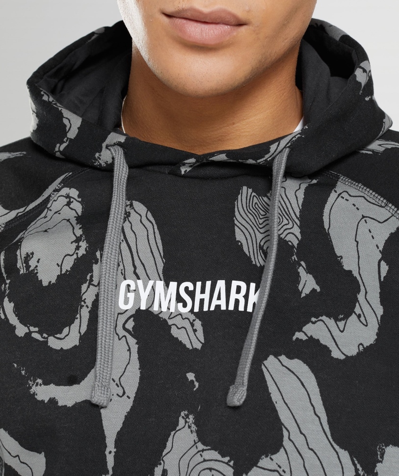 Gymshark χάρτης εκτύπωσης Hoodie μαύρη εκτύπωση