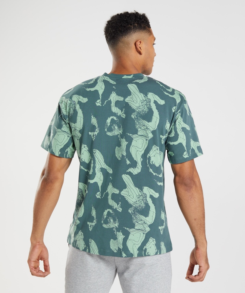 Εκτύπωση χάρτη Gymshark μεγάλου μεγέθους μπλουζάκι γαλαζοπράσινο