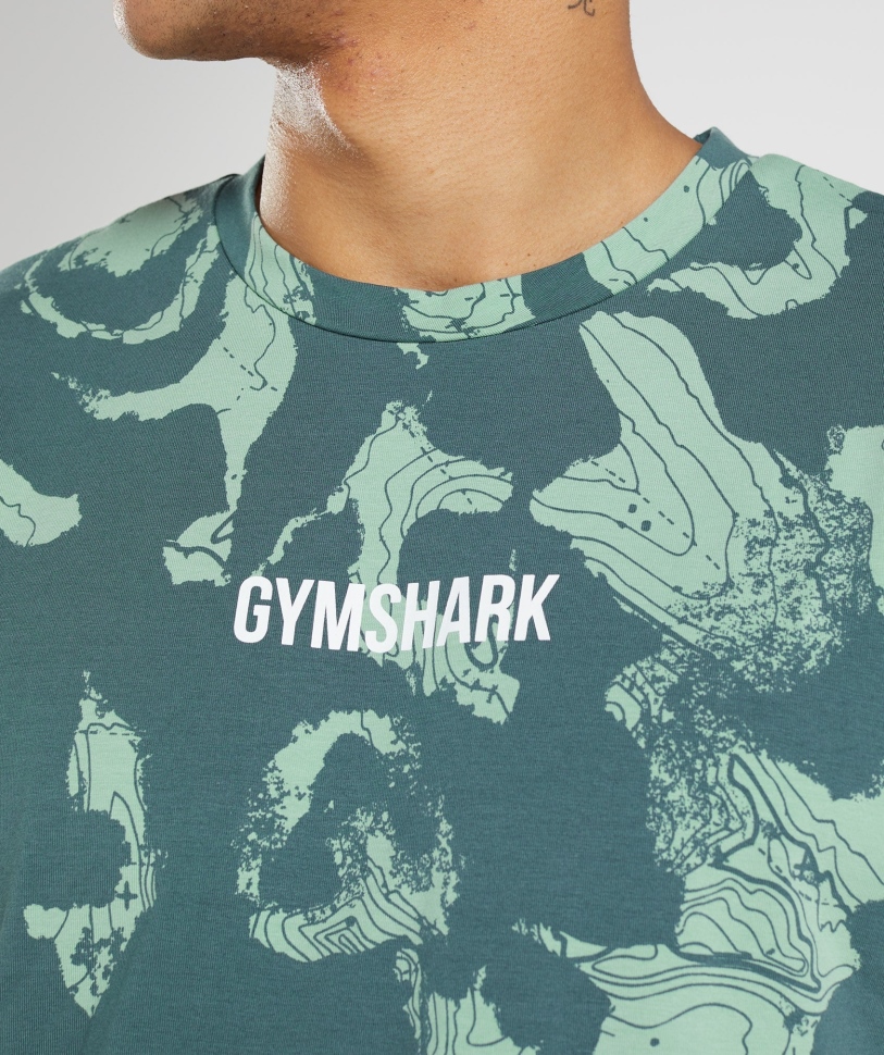 Εκτύπωση χάρτη Gymshark μεγάλου μεγέθους μπλουζάκι γαλαζοπράσινο
