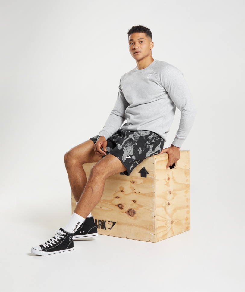 Gymshark Map Print σορτς μαύρο στάμπα