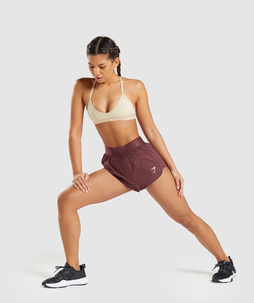 Gymshark Minimal αθλητικό σουτιέν σε καφέ βανίλια