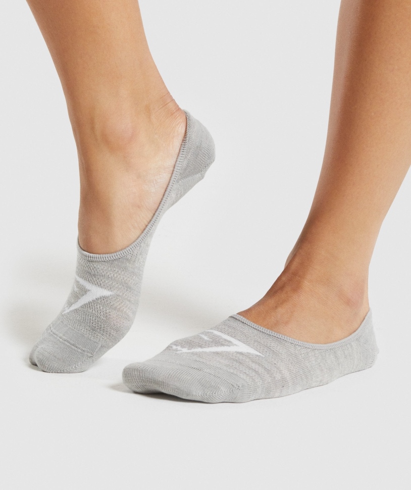 Gymshark No Show κάλτσες 3pk λευκό-ανοιχτό γκρι Marl-μαύρο