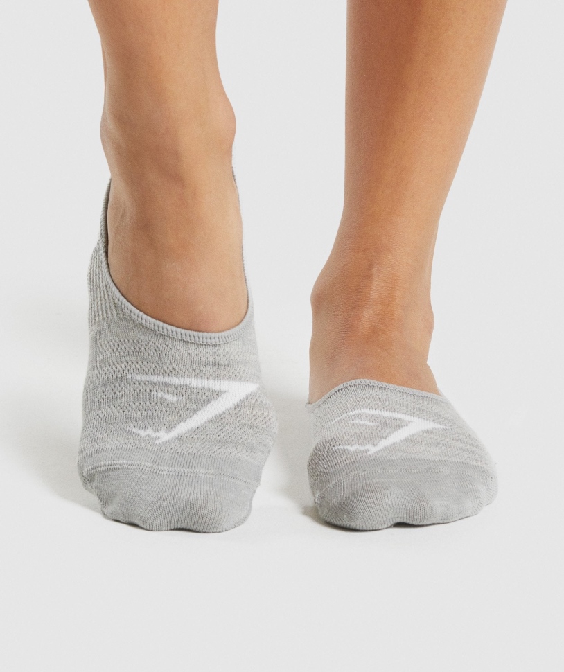Gymshark No Show κάλτσες 3pk λευκό-ανοιχτό γκρι Marl-μαύρο