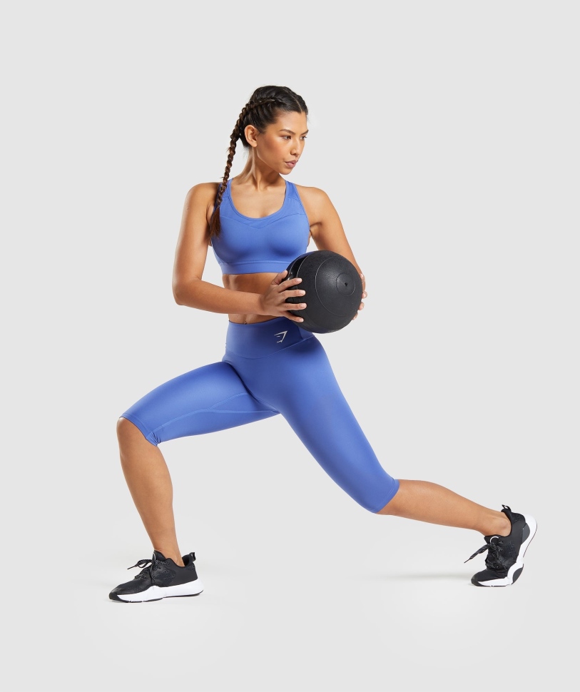 αθλητικό σουτιέν γυμναστήριο με ανοιχτή πλάτη μπλε