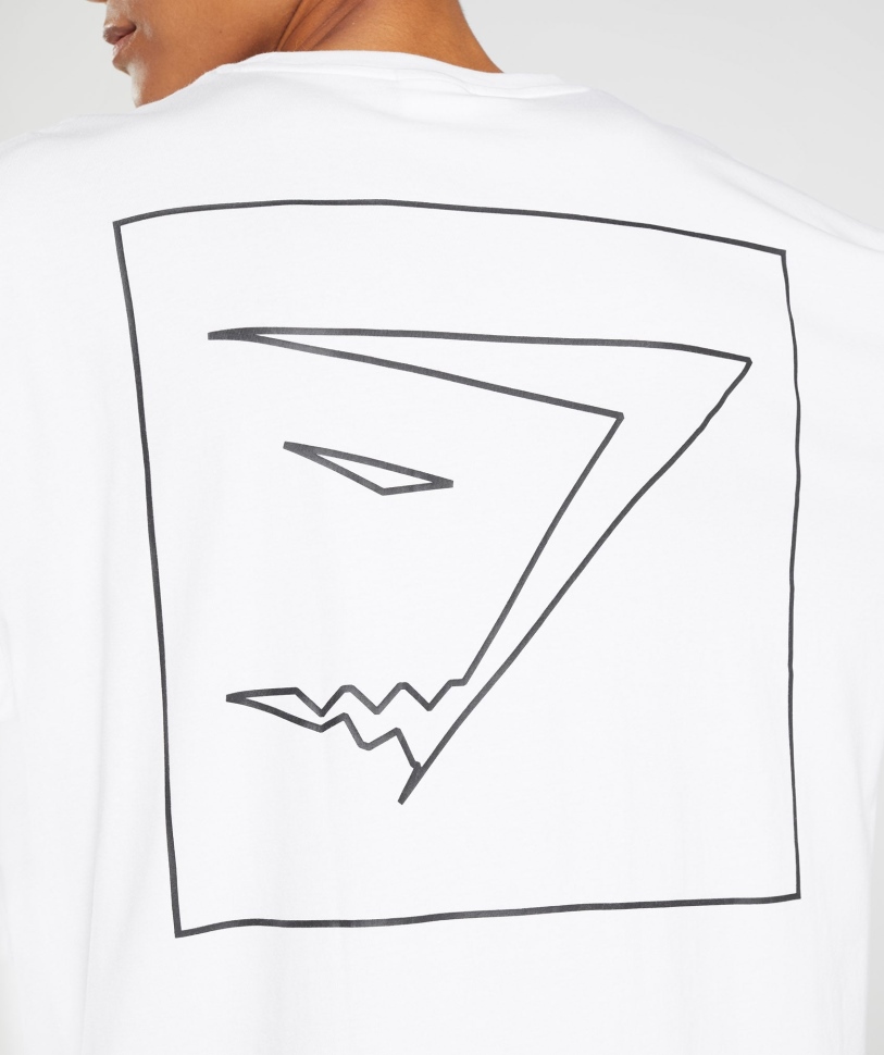 υπερμεγέθη μπλουζάκι με περίγραμμα Gymshark λευκό