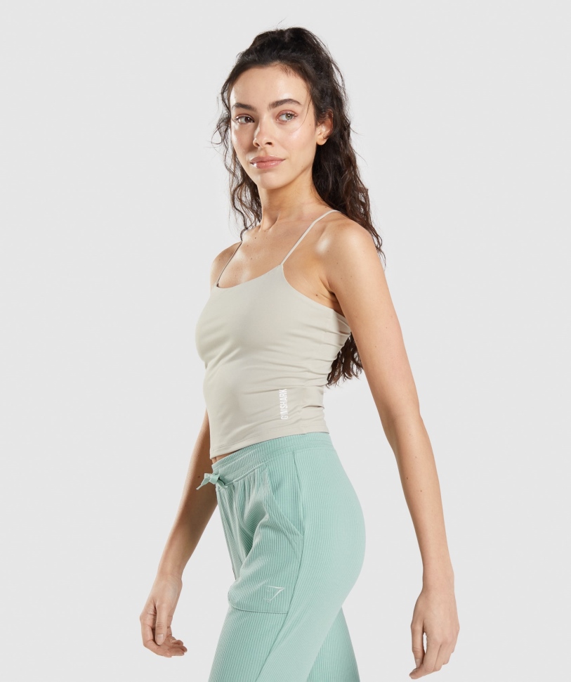 Gymshark Pause Cami Tank βότσαλο γκρι