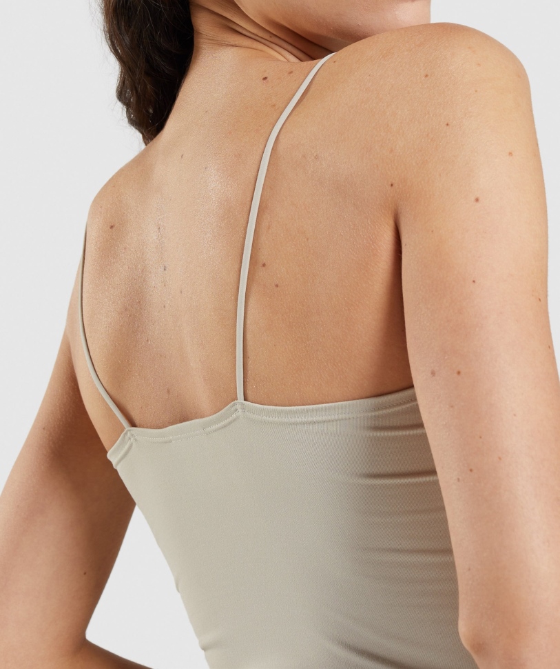 Gymshark Pause Cami Tank βότσαλο γκρι