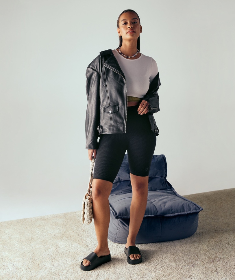 Gymshark Pause χωρίς ραφή ποδηλατικό σορτς μαύρο