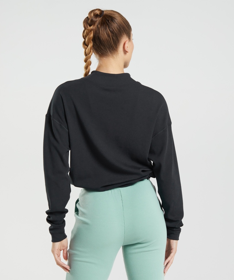 μαύρο μπουφάν με φερμουάρ Gymshark Pause