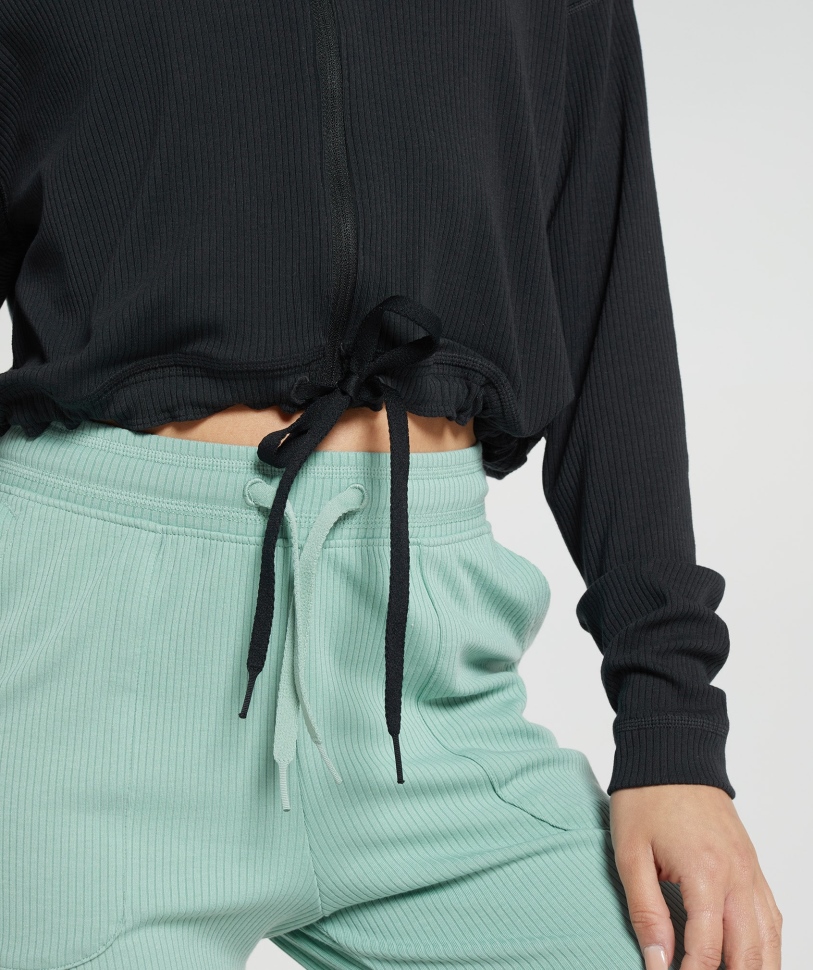 μαύρο μπουφάν με φερμουάρ Gymshark Pause