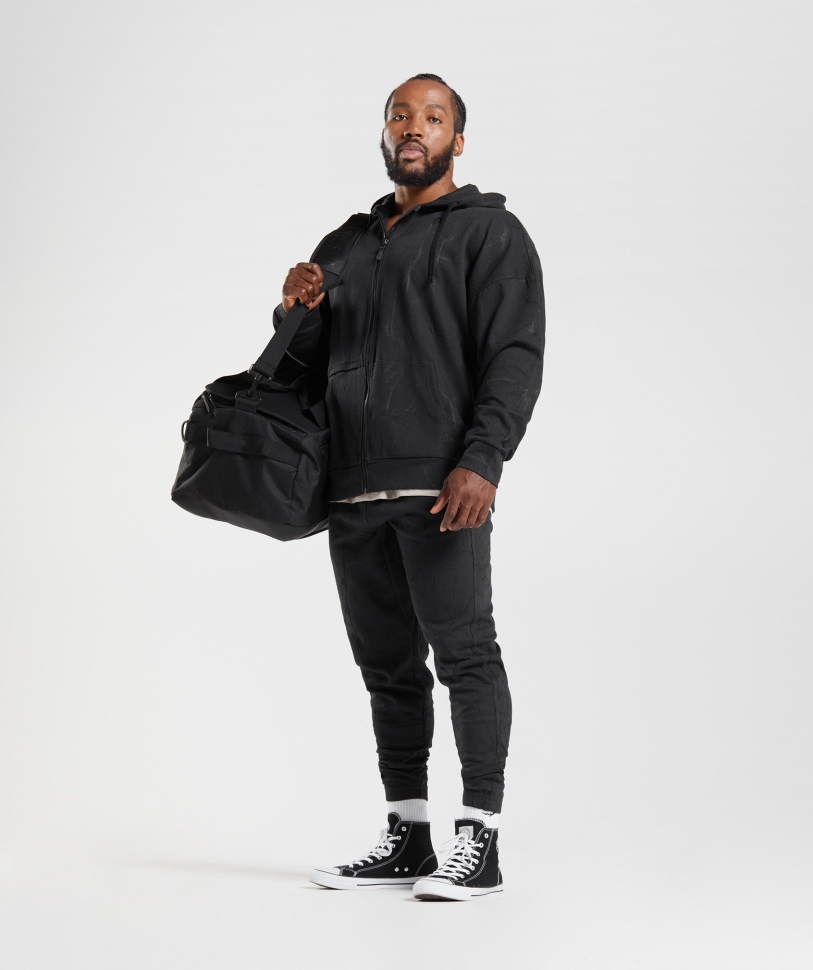 Gymshark Power Zip Hoodie μαύρο τύπωμα