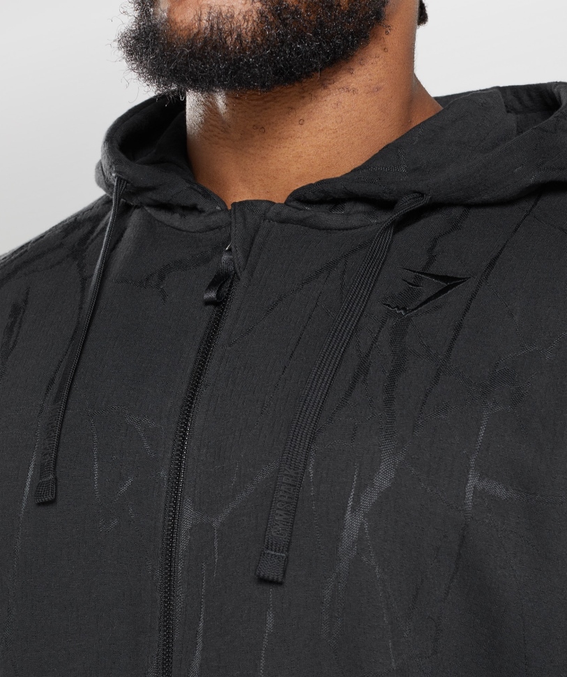 Gymshark Power Zip Hoodie μαύρο τύπωμα