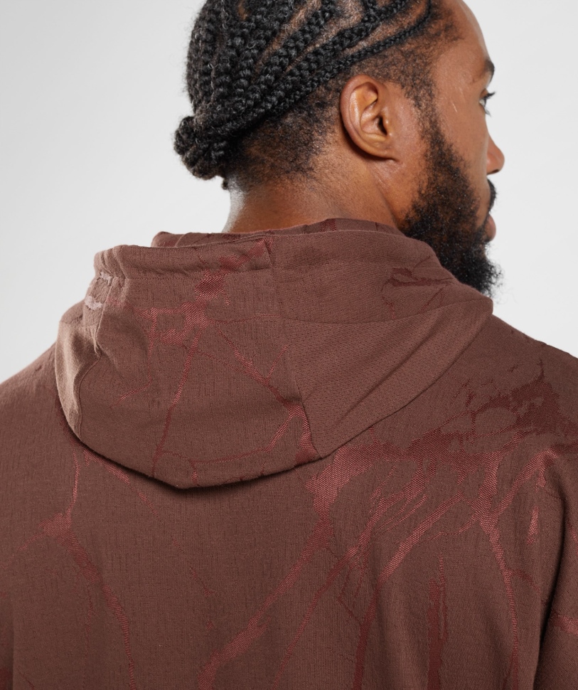 Gymshark Power Zip Hoodie σε καφέ τύπωμα κερασιού