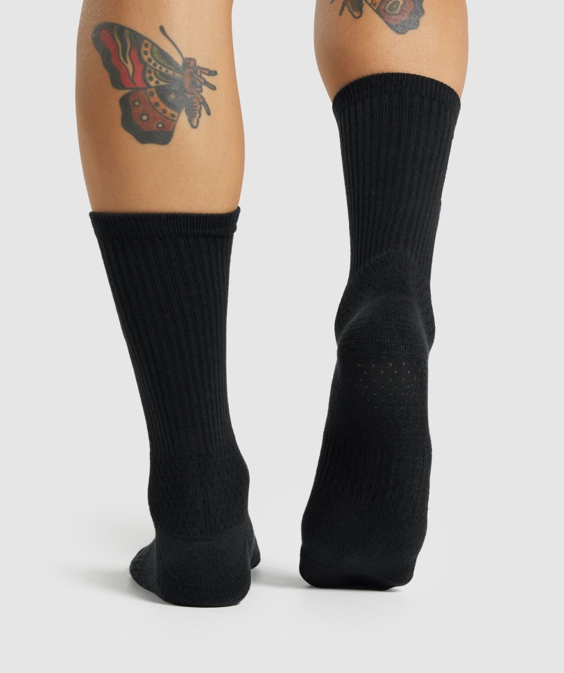 Gymshark Premium κεντημένη Crew μαύρη κάλτσα 1 τεμ