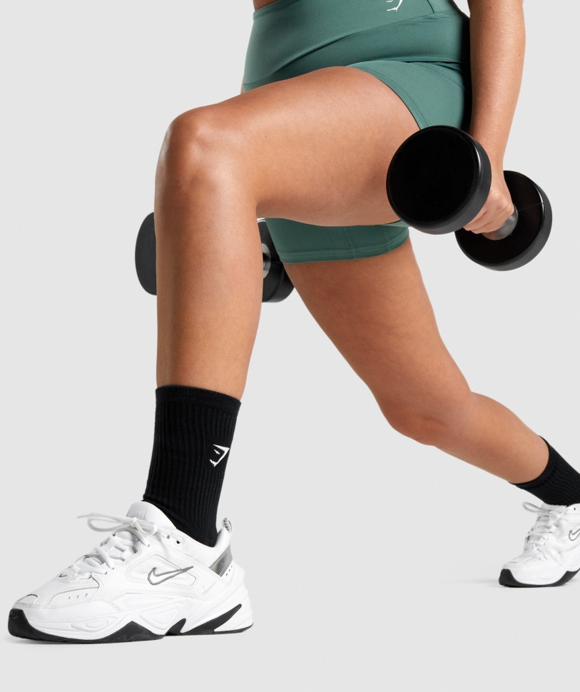 Gymshark Premium κεντημένη κάλτσα Crew 1pk μαύρη