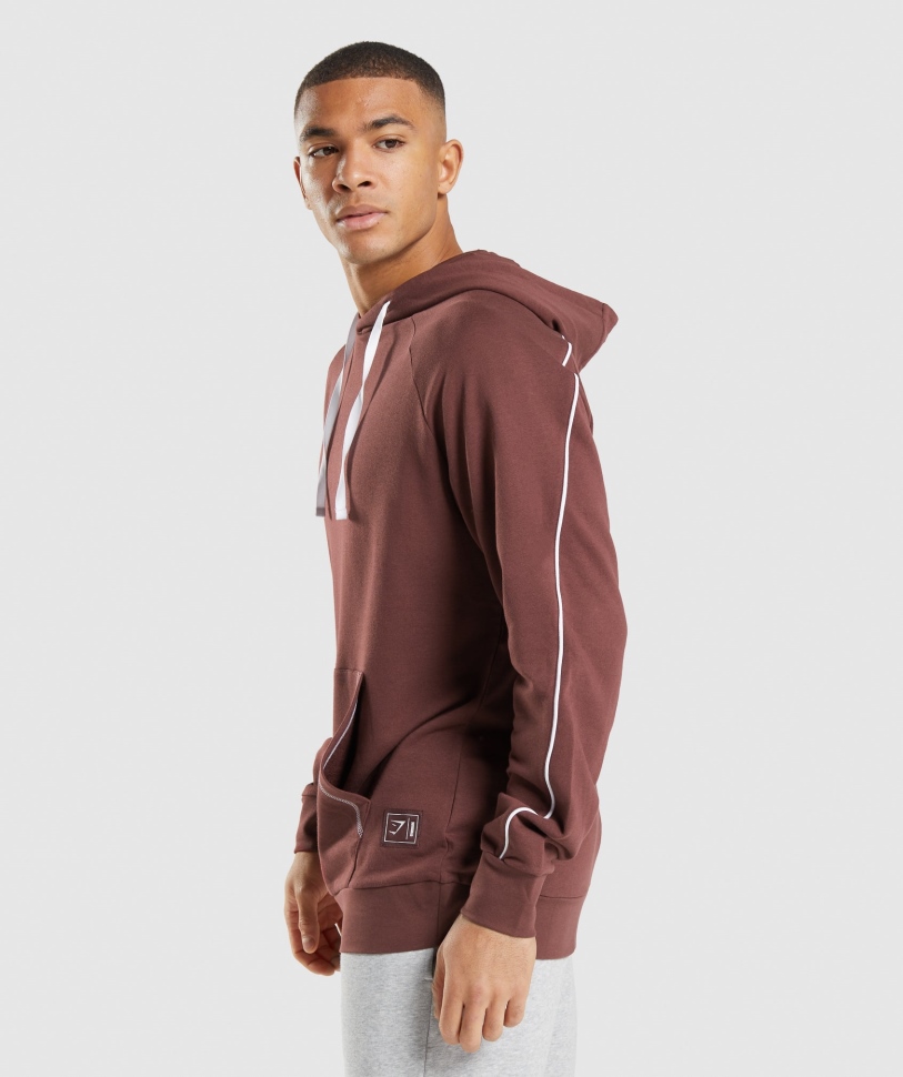 Gymshark εσοχή Hoodie κερασιά καφέ-λευκό