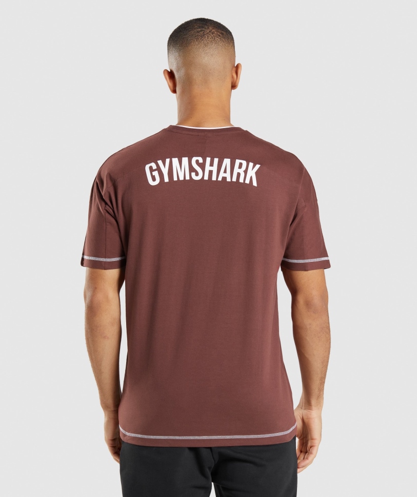 Gymshark εσοχή μπλουζάκι κερασι καφέ-λευκό
