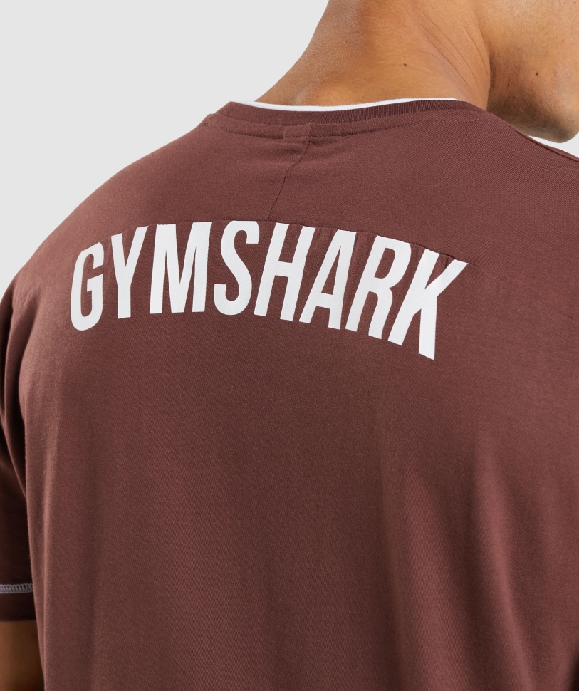 Gymshark εσοχή μπλουζάκι κερασι καφέ-λευκό