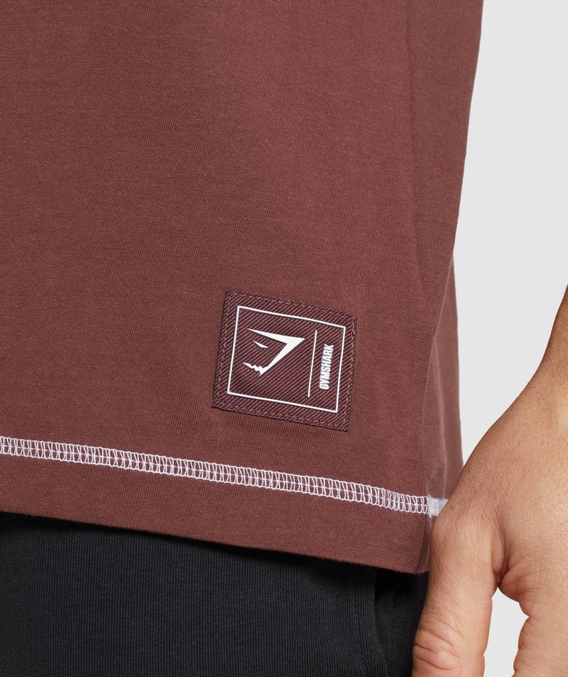 Gymshark εσοχή μπλουζάκι κερασι καφέ-λευκό