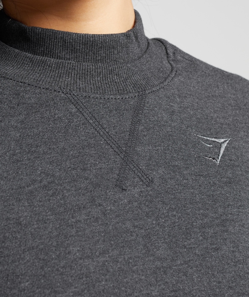 Gymshark ημέρα ανάπαυσης ιδρώτα Cropped πουλόβερ μαύρο πυρήνα Marl