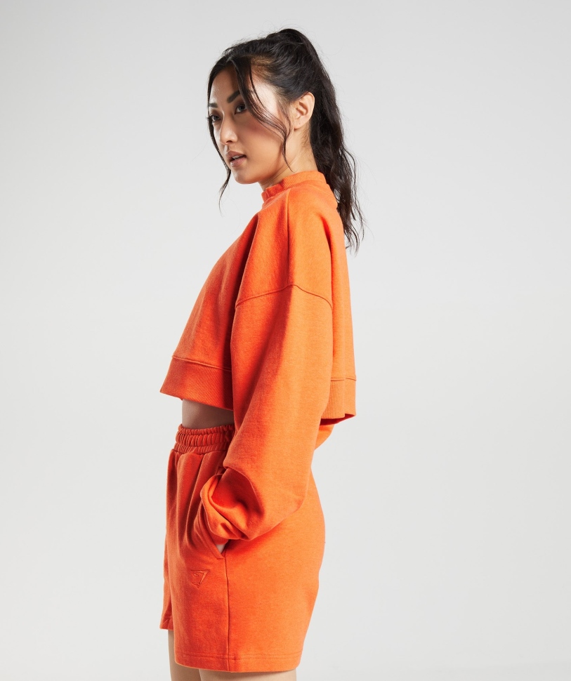 Gymshark ημέρα ανάπαυσης ιδρώνει Cropped πουλόβερ μπλέιζ πορτοκαλί μάργα