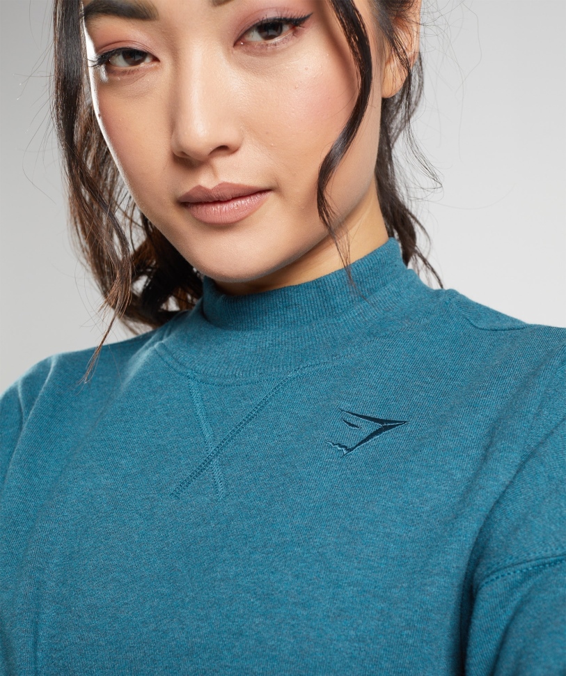 Gymshark ημέρα ανάπαυσης ιδρώνει Cropped πουλόβερ ατσάλινο μπλε μάργα