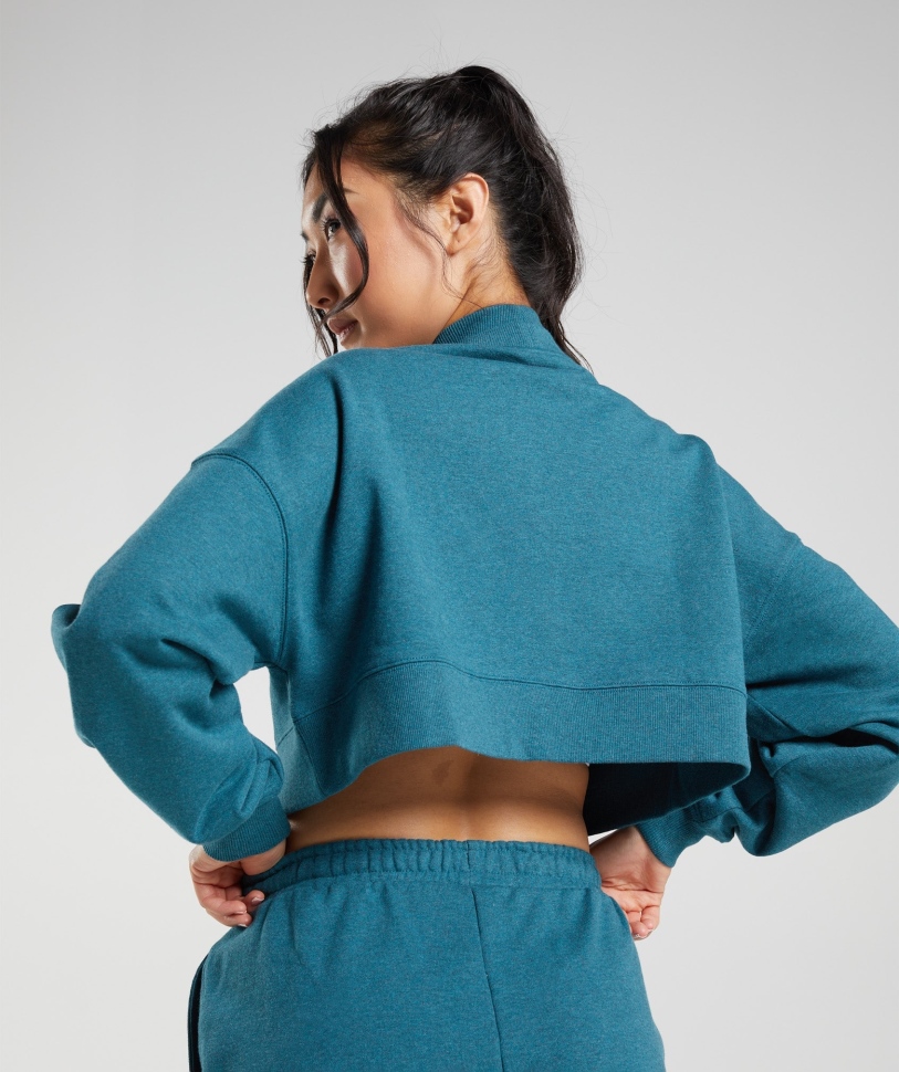 Gymshark ημέρα ανάπαυσης ιδρώνει Cropped πουλόβερ ατσάλινο μπλε μάργα
