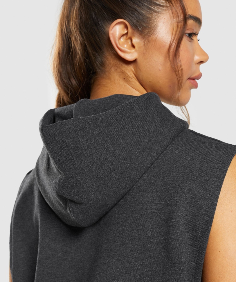 Gymshark ανάπαυση ημέρα ιδρώτα αμάνικο Hoodie μαύρο πυρήνα Marl