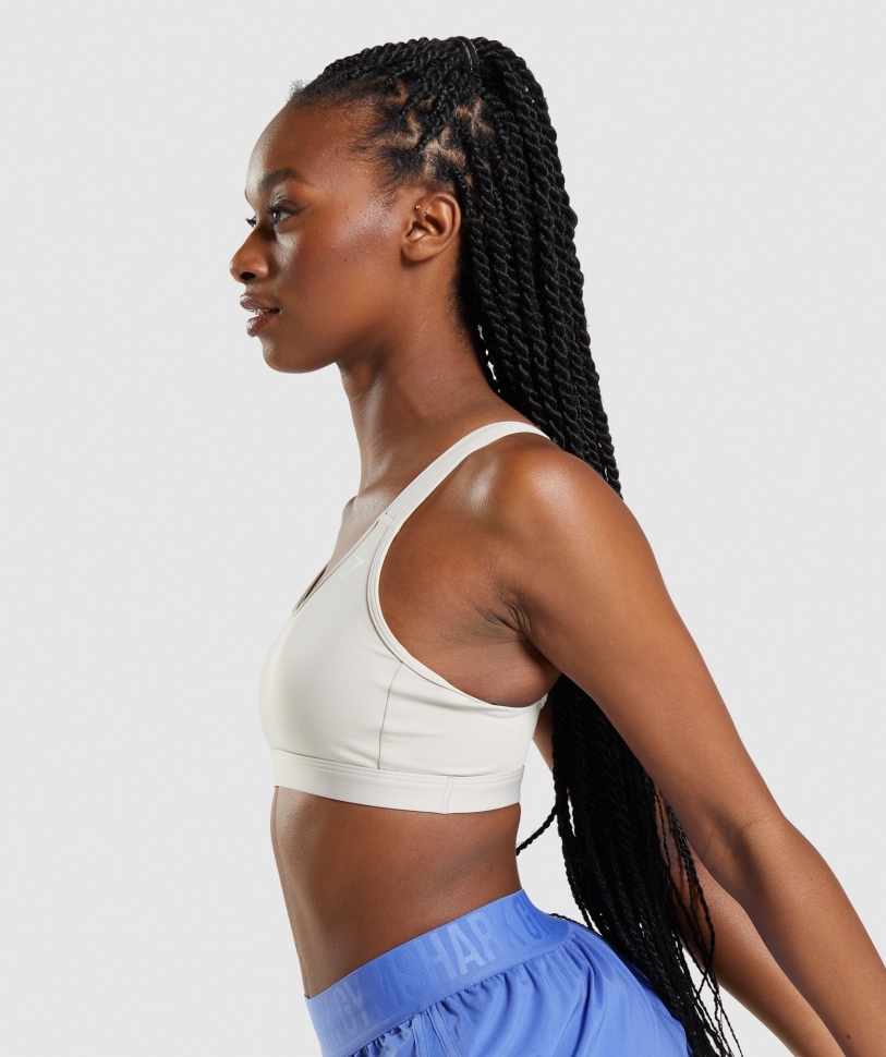 Gymshark σέσουλα λαιμό αθλητικό σουτιέν σε γκρι βότσαλο