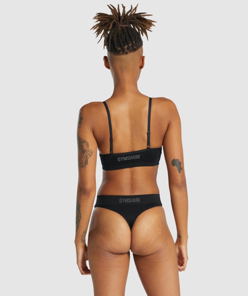 Gymshark χωρίς ραφή Bralette με χαμηλό λαιμό μαύρο