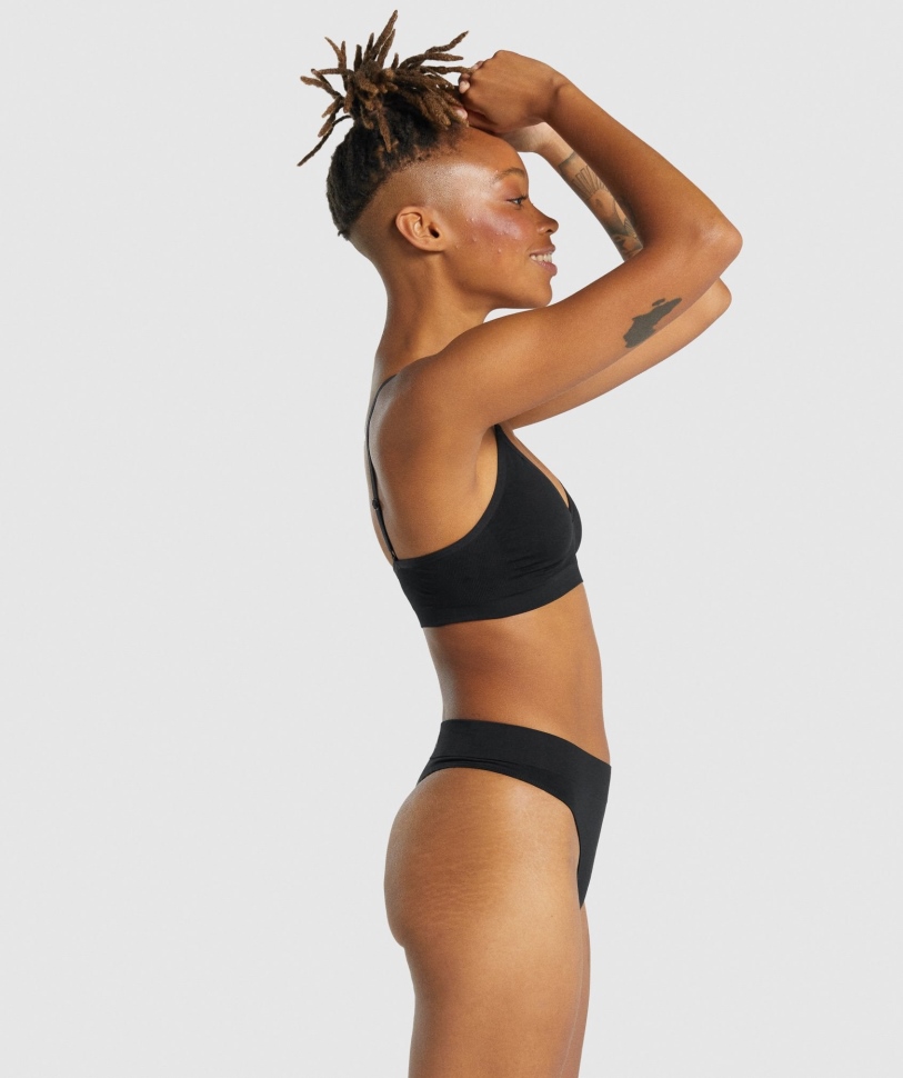 Gymshark χωρίς ραφή Bralette με χαμηλό λαιμό μαύρο