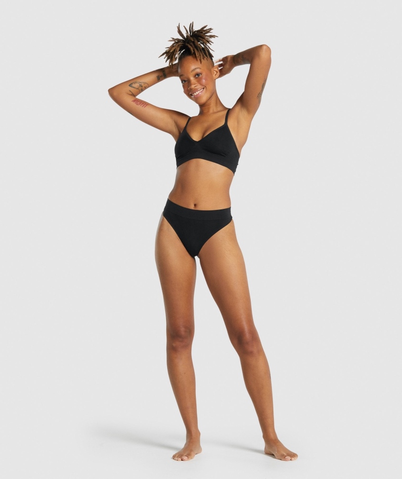 Gymshark χωρίς ραφή Bralette με χαμηλό λαιμό μαύρο