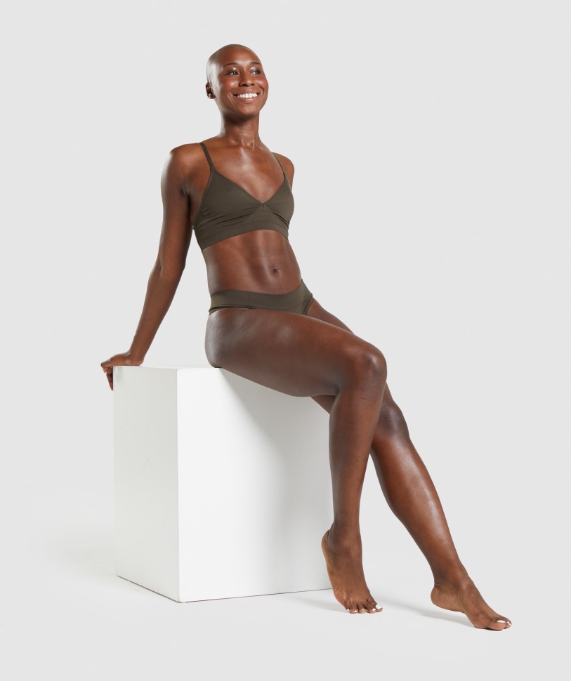 Gymshark άνευ ραφής Bralette με χαμηλό λαιμό καφέ εσπρέσο