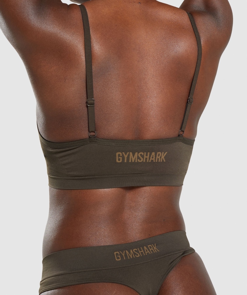 Gymshark άνευ ραφής Bralette με χαμηλό λαιμό καφέ εσπρέσο
