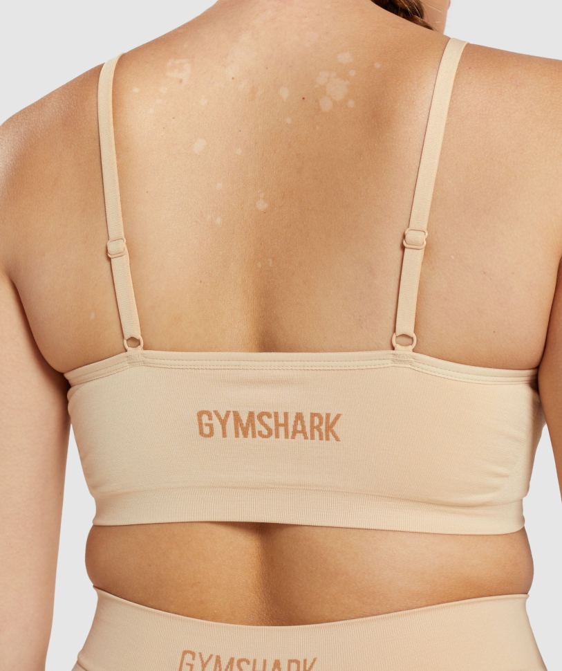 Gymshark απρόσκοπτη Bralette με χαμηλό λαιμό ανοιχτό καφέ