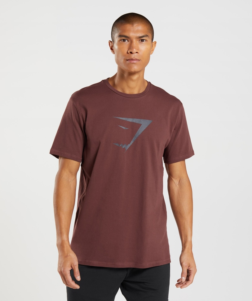 Gymshark Sharkhead Infill T-shirt σε καφέ κερασι