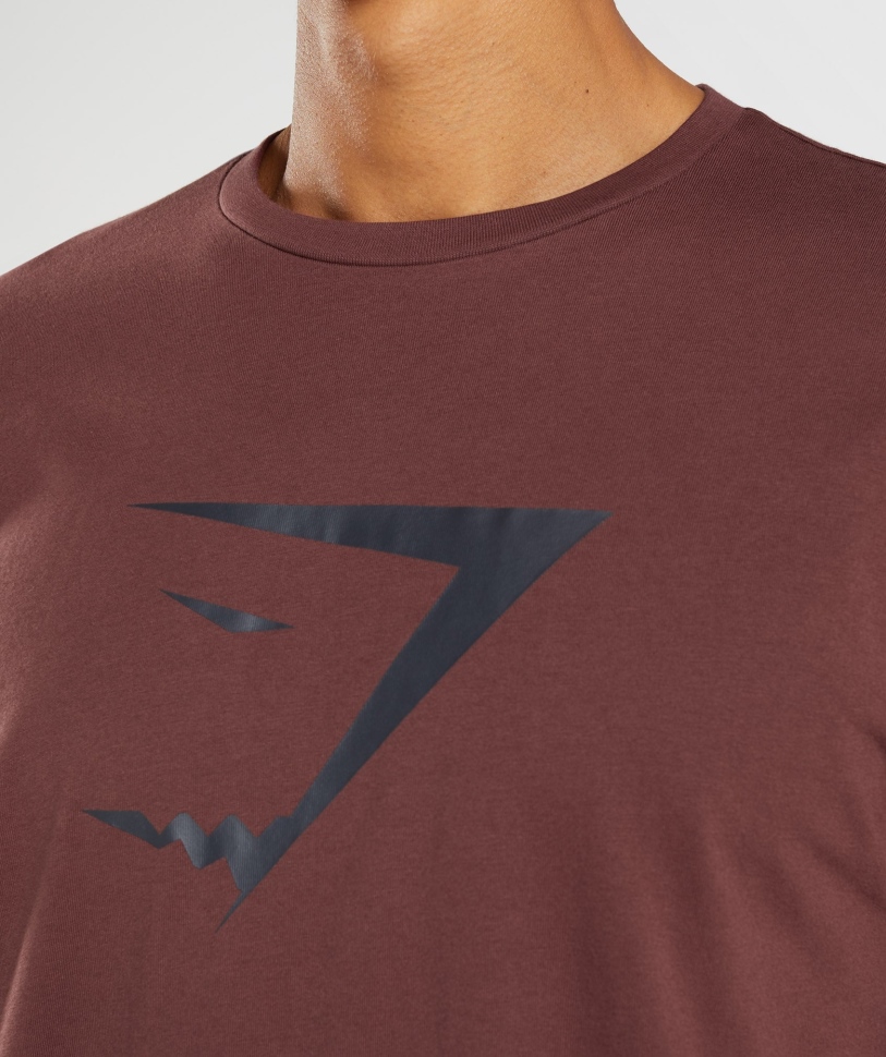 Gymshark Sharkhead Infill T-shirt σε καφέ κερασι