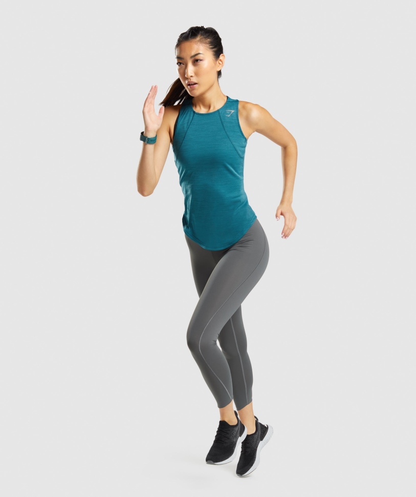 Gymshark Speed Tank Teal-teal Marl