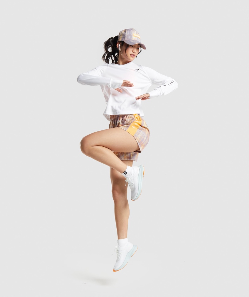 Gymshark Sport φαρδύ μακρυμάνικο μπλουζάκι λευκό