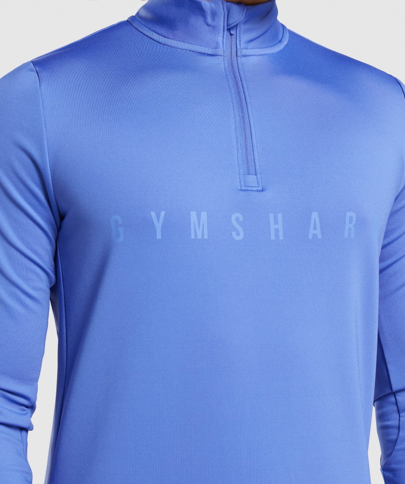Gymshark Sport ρίγα 1/4 με φερμουάρ μπλε