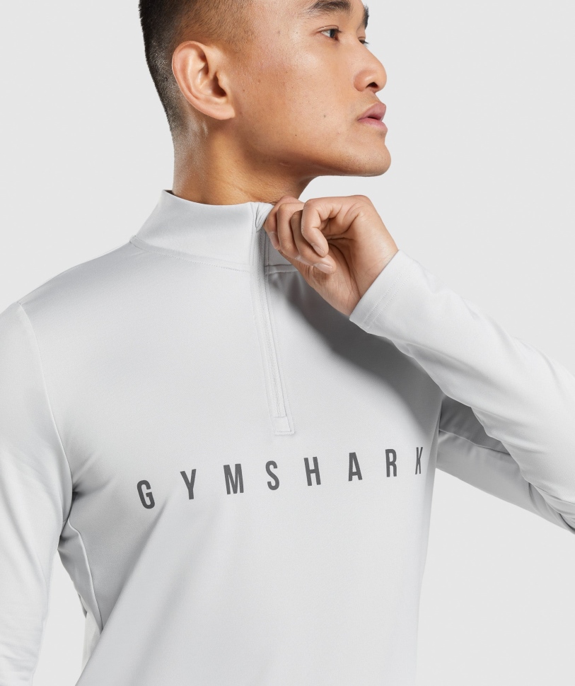 Gymshark Sport ρίγα 1/4 φερμουάρ ανοιχτό γκρι